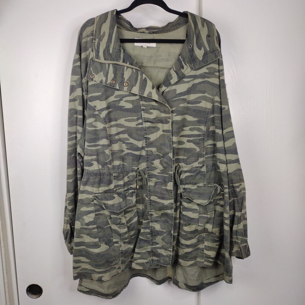 Torrid Womens Green Camouflage Jacket Plus Size 6XL 100% Cotton